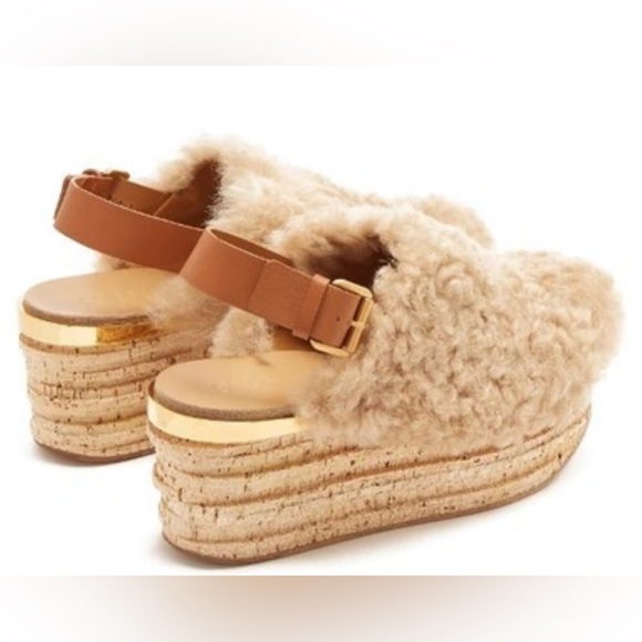 Chloe Wedge Beige Sandals - Picture 2 of 11